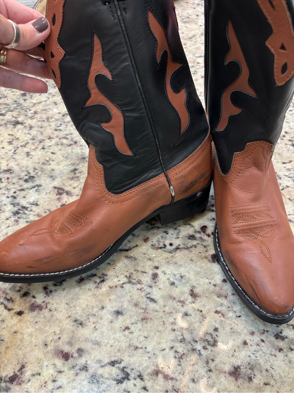 Dan Post Black and Brown Two-Tone Western Cowboy Boots